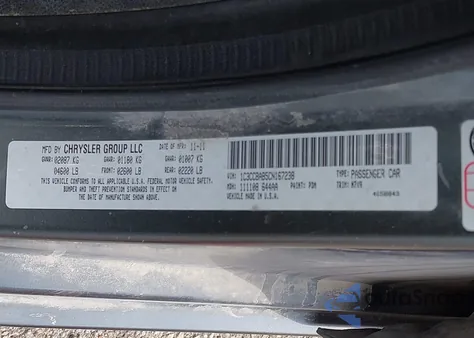 2012 Chrysler 200 Lx из США, поврежденный, VIN 1C3CCBAB5CN167238